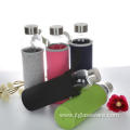 Silicone Sleeve Top Carrying Strap Glass Water Bottle